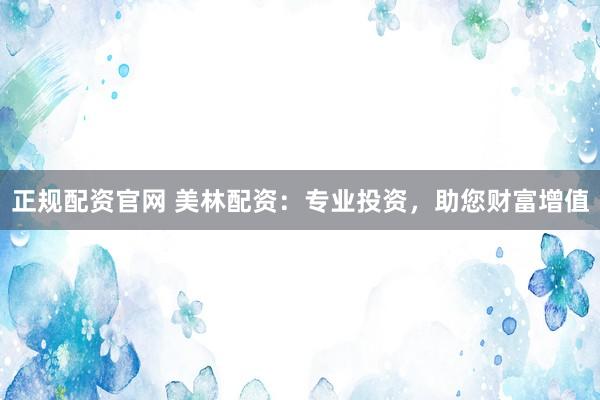 正规配资官网 美林配资：专业投资，助您财富增值