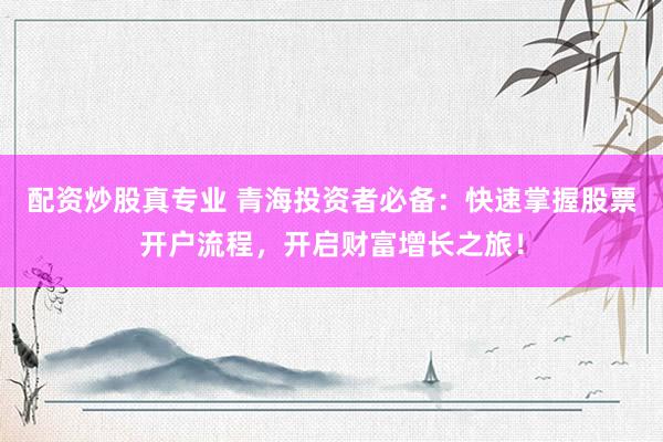 配资炒股真专业 青海投资者必备：快速掌握股票开户流程，开启财富增长之旅！