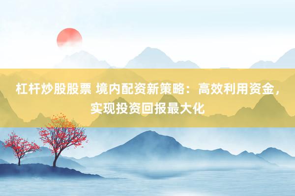 杠杆炒股股票 境内配资新策略：高效利用资金，实现投资回报最大化