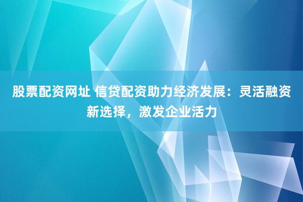 股票配资网址 信贷配资助力经济发展：灵活融资新选择，激发企业活力