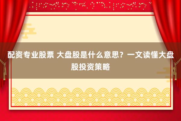 配资专业股票 大盘股是什么意思？一文读懂大盘股投资策略