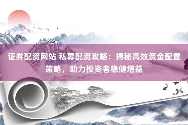 证券配资网站 私募配资攻略：揭秘高效资金配置策略，助力投资者稳健增益