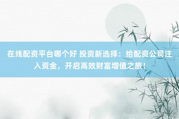 在线配资平台哪个好 投资新选择：给配资公司注入资金，开启高效财富增值之旅！