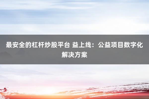 最安全的杠杆炒股平台 益上线：公益项目数字化解决方案