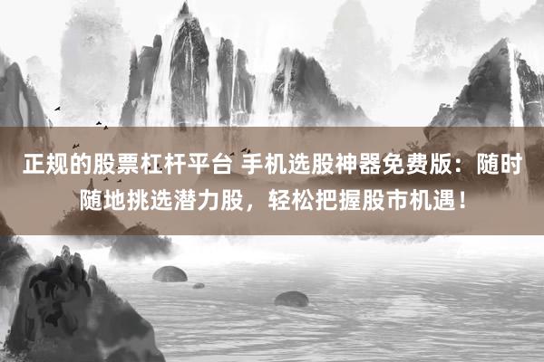 正规的股票杠杆平台 手机选股神器免费版：随时随地挑选潜力股，轻松把握股市机遇！