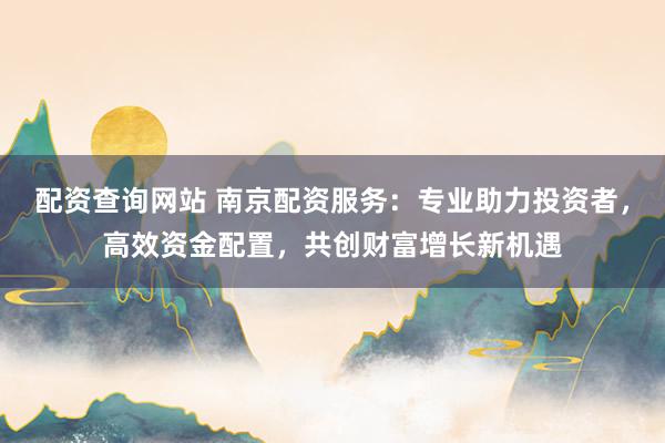 配资查询网站 南京配资服务：专业助力投资者，高效资金配置，共创财富增长新机遇
