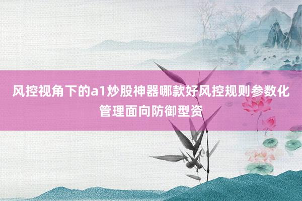 风控视角下的a1炒股神器哪款好风控规则参数化管理面向防御型资